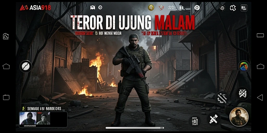 Screenshot gameplay menampilkan suasana mencekam di ASIA918.