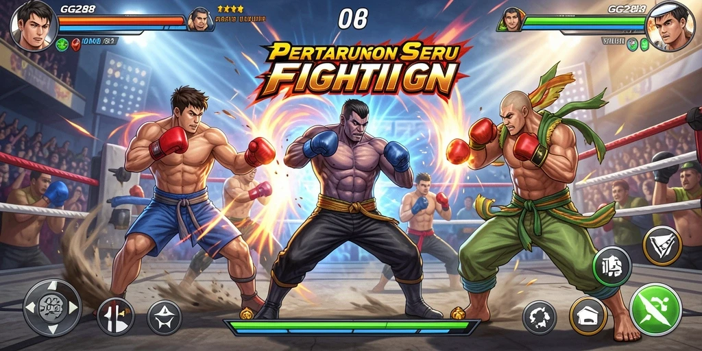 Screenshot menampilkan karakter bertarung dalam gameplay GG288 yang dinamis.