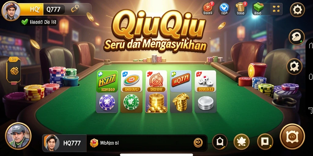 Tampilan gameplay QiuQiu yang seru dan mendebarkan di HQ777.