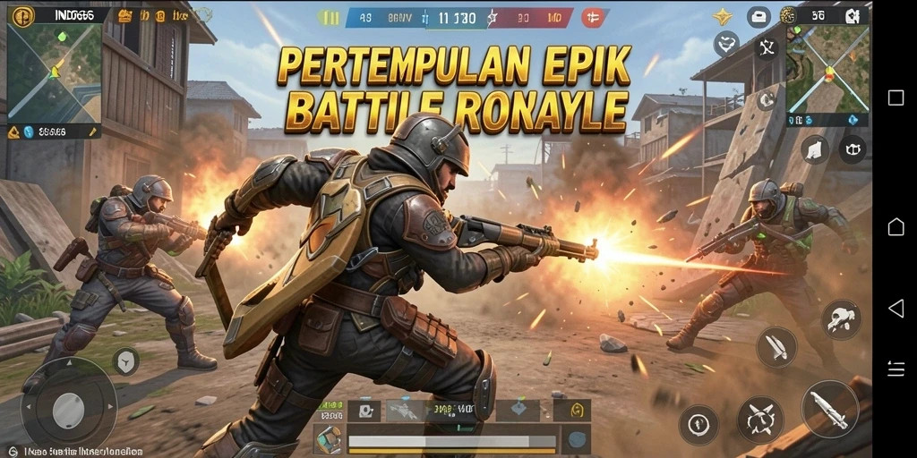 Gameplay seru IND666 dalam aksi Battle Royale penuh ketegangan.