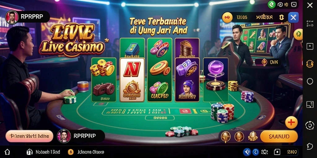 Tampilan gameplay langsung RPRPRP dengan dealer profesional dan suasana kasino.