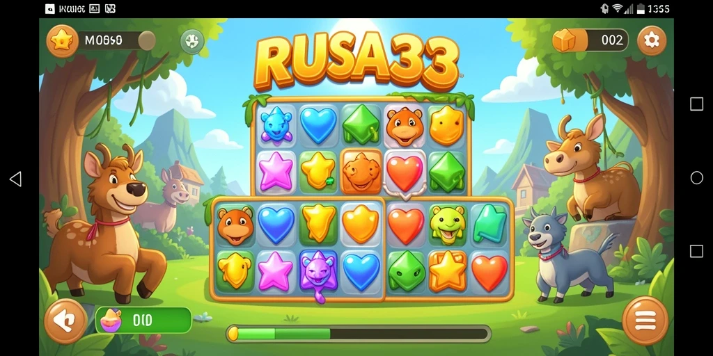 Screenshot RUSA33 memperlihatkan gameplay Match-3 yang seru dan mengasyikkan.