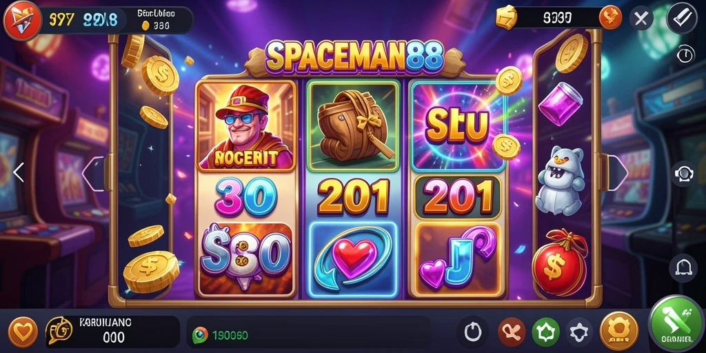 Tampilan menarik dari gameplay SPACEMAN88 saat berputar di mesin slot.